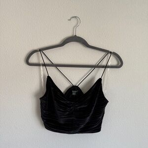 NWT Black Velvet Cropped Camisole Top Medium